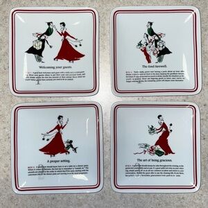Williams Sonoma Party Etiquette Plate Set Appetizer Cheese Canapés Small Plates